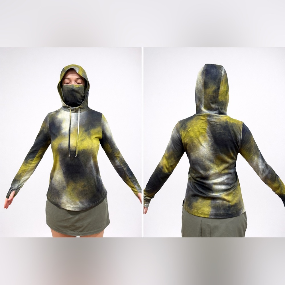 NEW b new york Black and Yellow Tie-Dye Hoodie with Face Cover